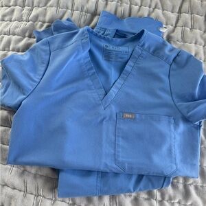 Figs Blue V-Neck Scrub Set